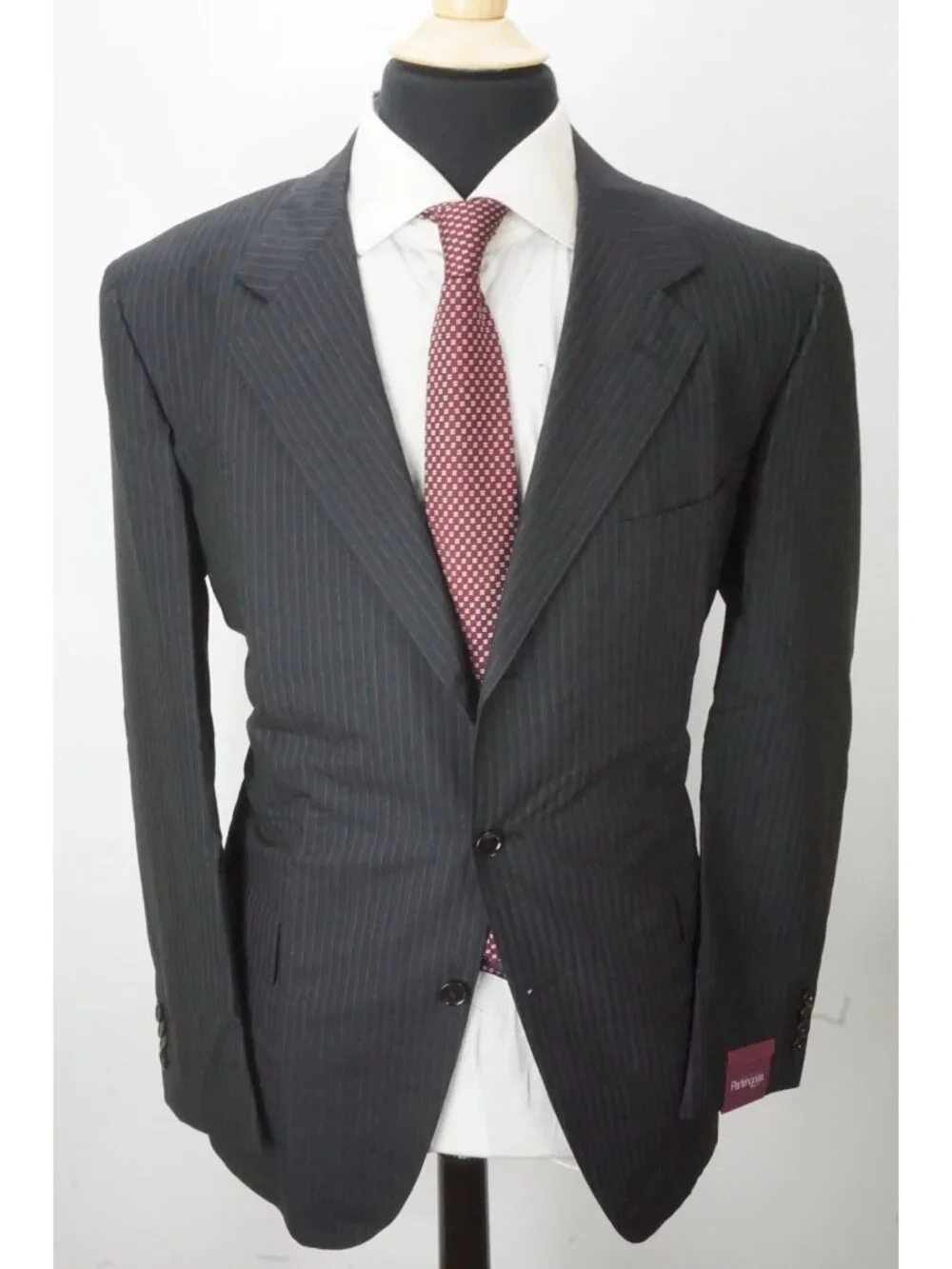 Sartoria Partenopea Charcoal Striped Wool 2 Pc Suit Jacket Pant 56R EU NEW
